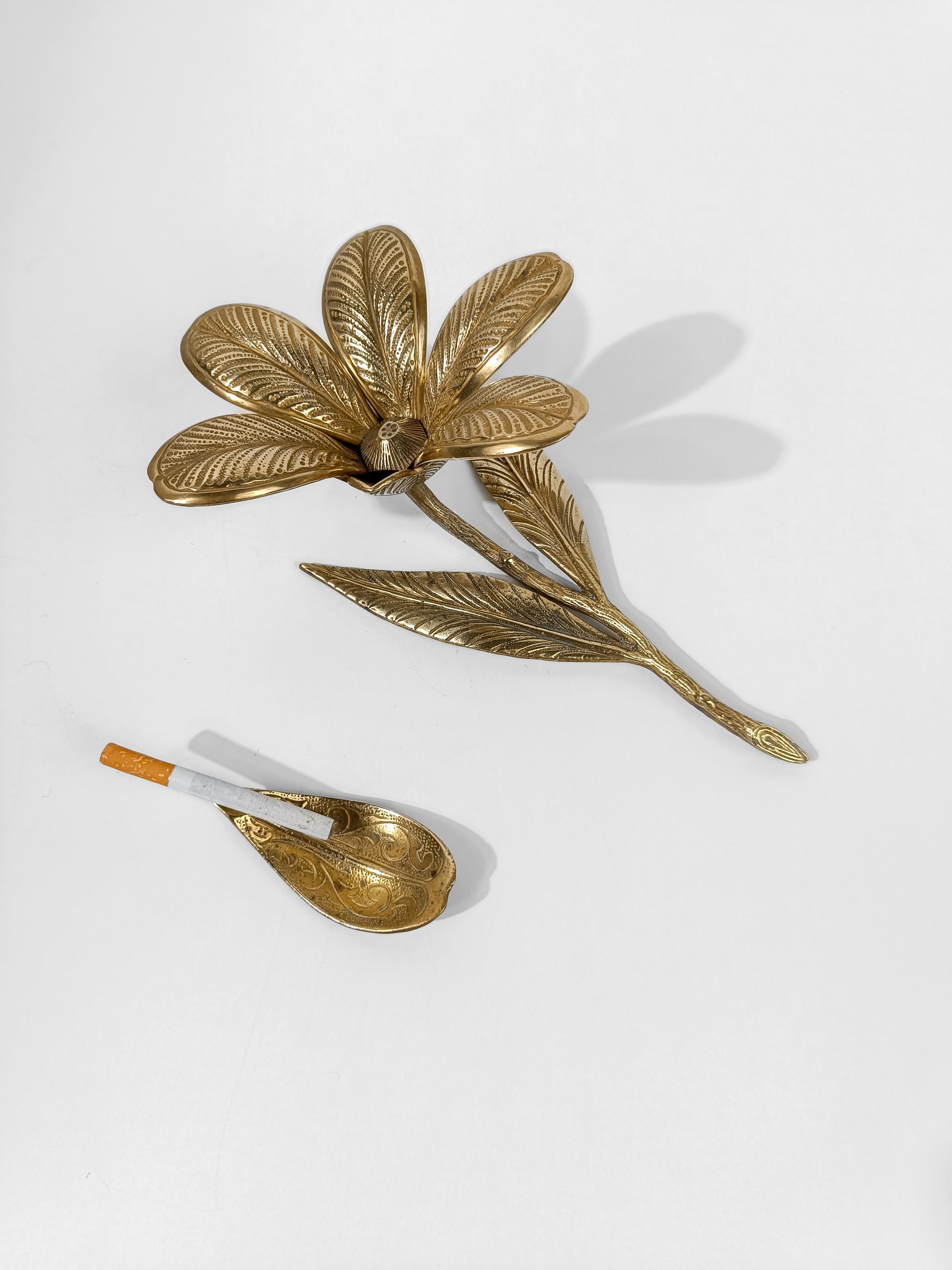 Mid 20th Century Brass Cocktail Ashtray in Flower Shape with Removable Petals 2