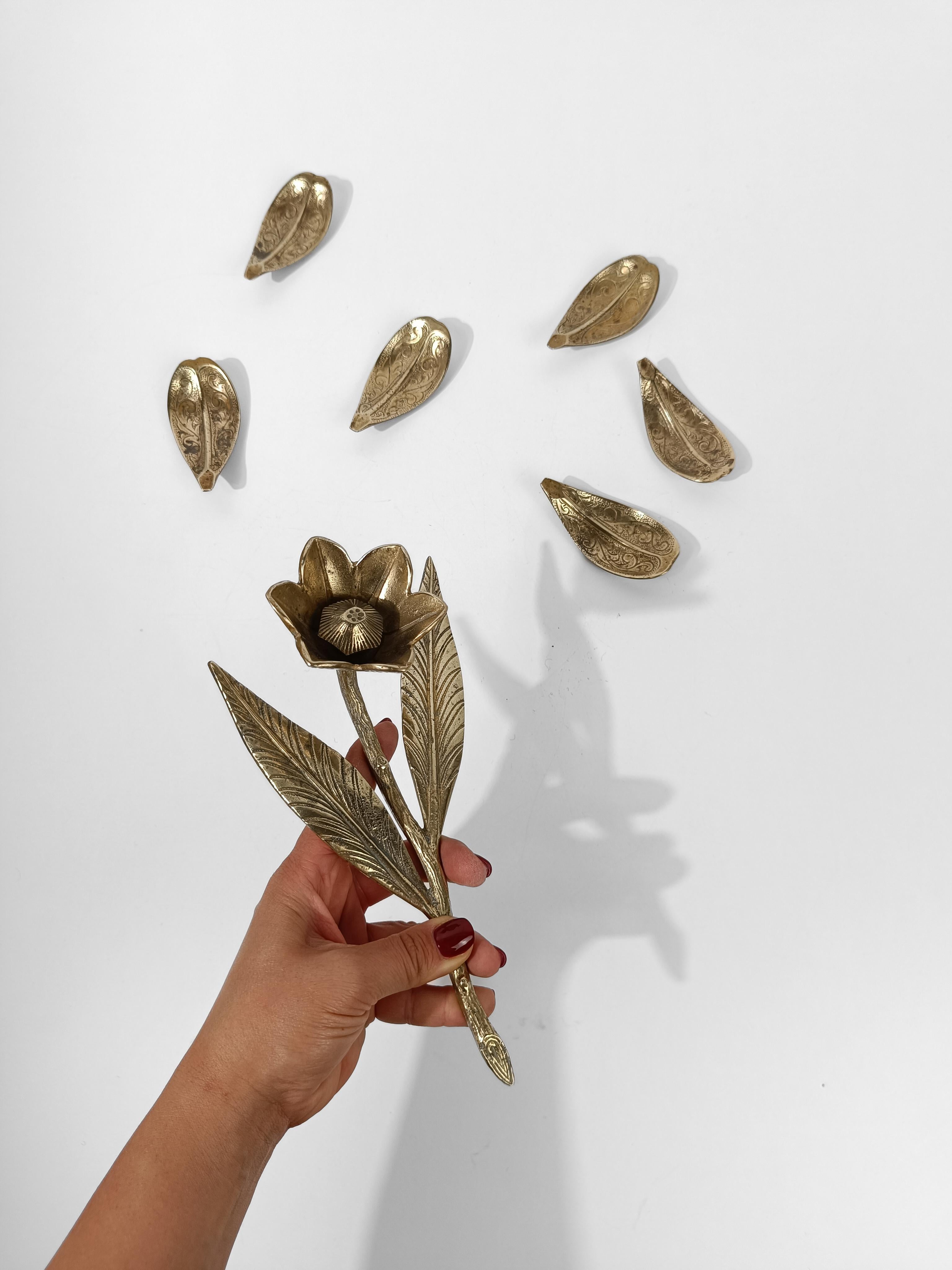 Mid 20th Century Brass Cocktail Ashtray in Flower Shape with Removable Petals 3