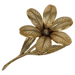 Mid 20th Century Brass Cocktail Ashtray in Flower Shape with Removable Petals