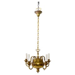 Vintage Mid 20th Century Brass Colonial Style Chandelier