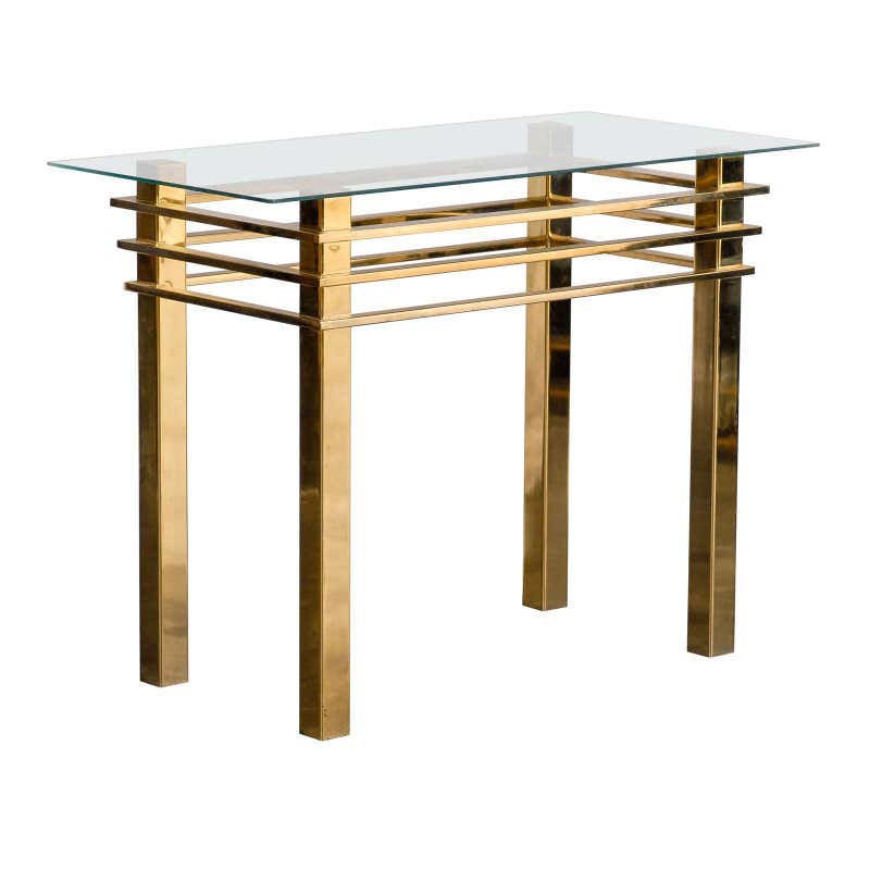 Generously Scaled Mid-Century Console Table with Capiz Shell Top at 1stDibs