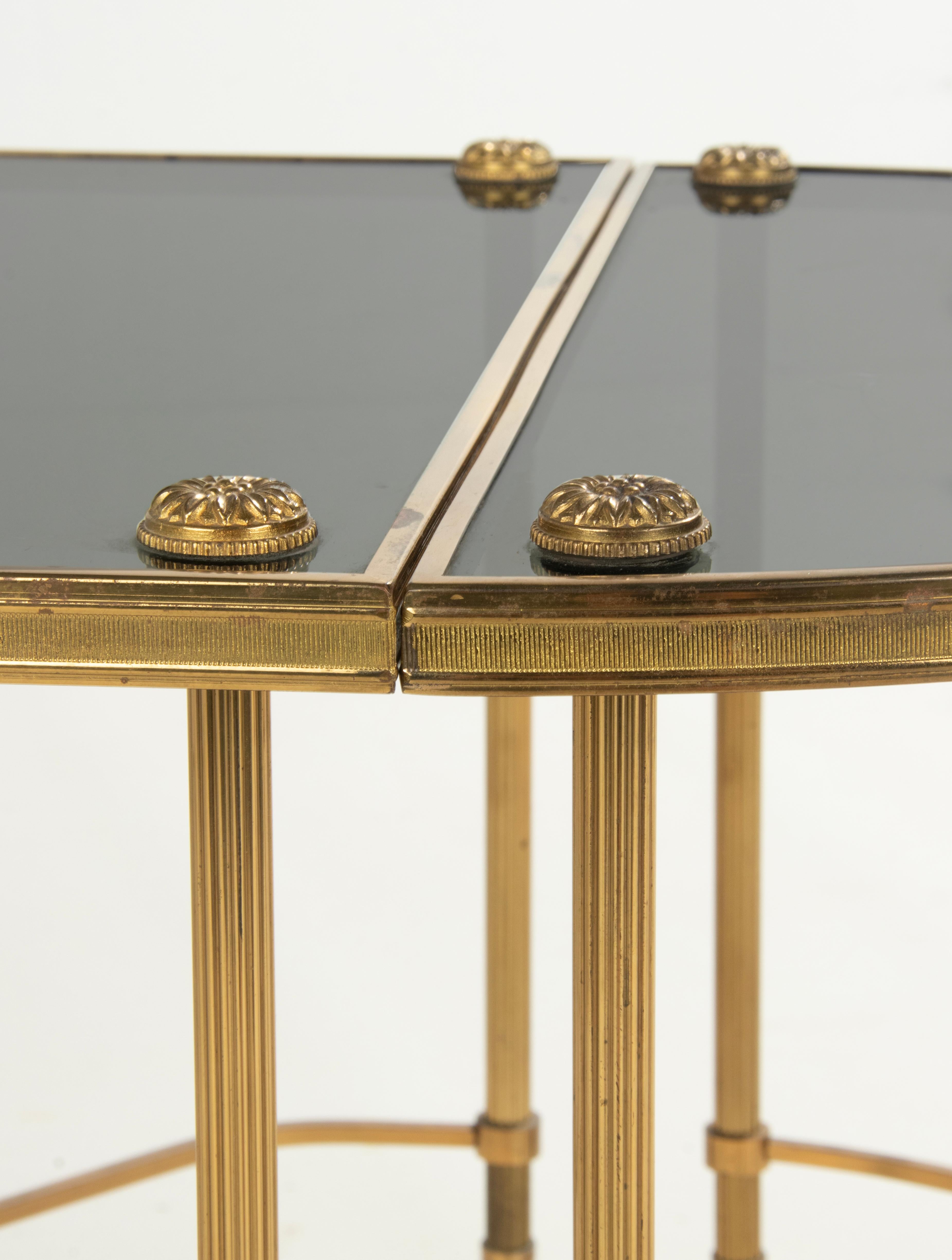 Mid-20th Century Brass Demilune Coffee Table Maison Bagues Style For Sale 13