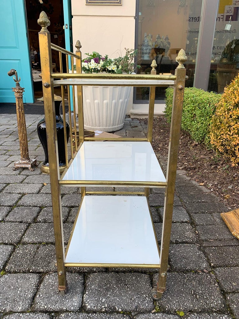 Mid20th Century Brass Étagère with White Marble Shelves at 1stDibs
