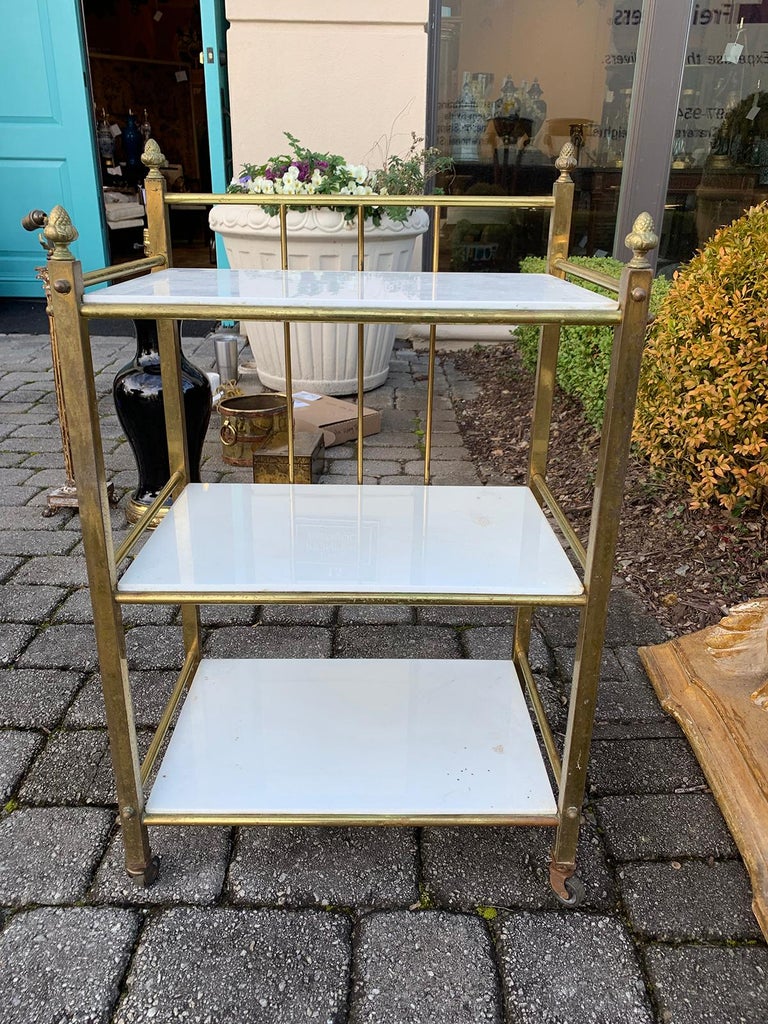 Mid20th Century Brass Étagère with White Marble Shelves at 1stDibs