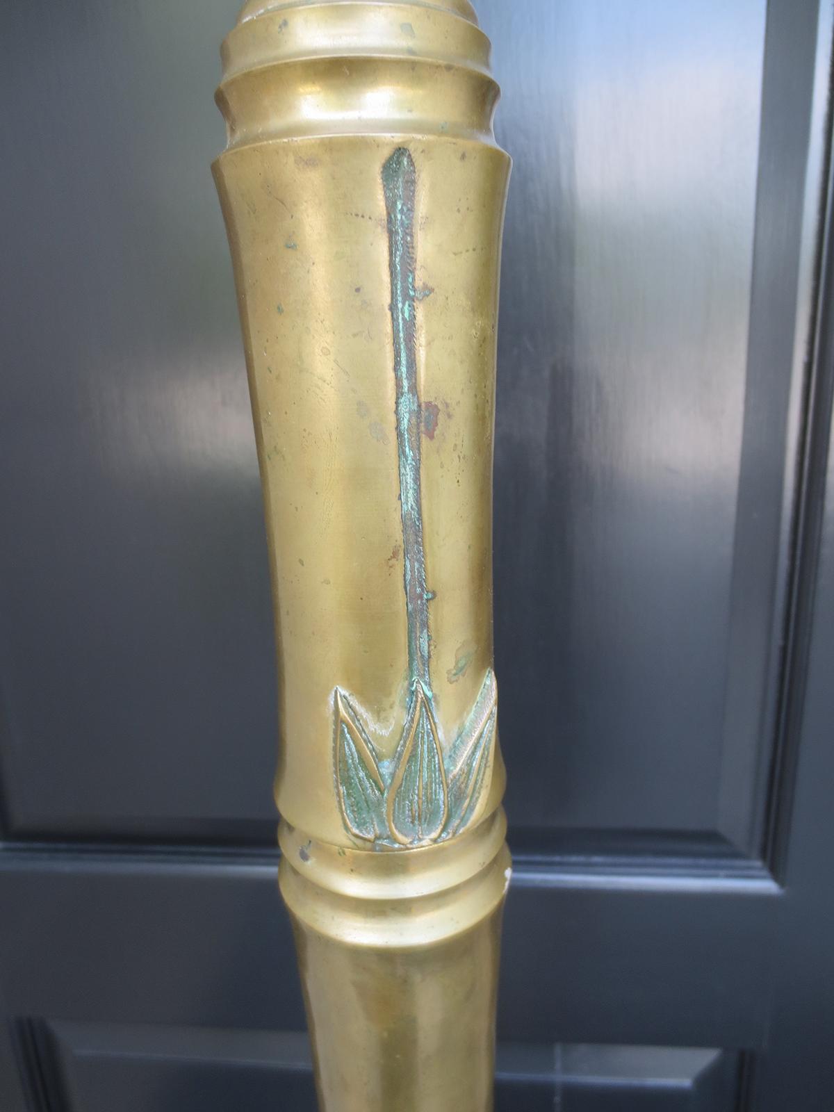 Mid-20th century brass faux bamboo floor lamp.
New wirings.