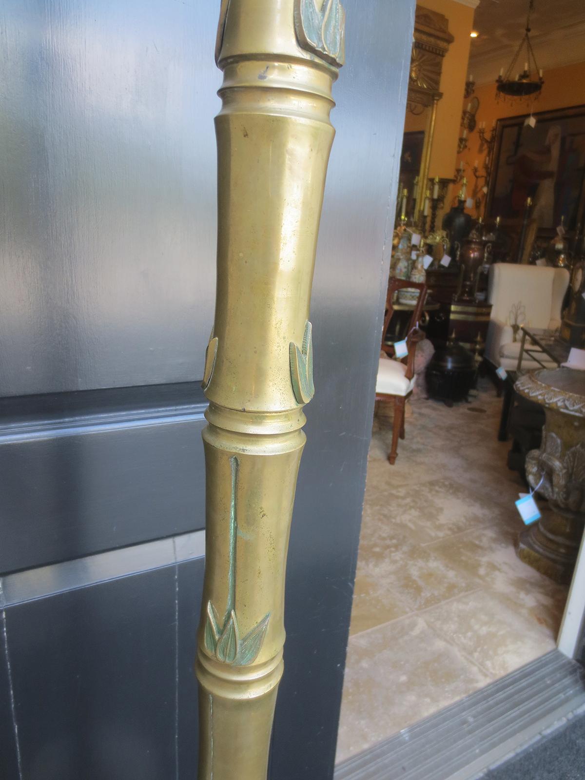Mid-20th Century Brass Faux Bamboo Floor Lamp In Good Condition In Atlanta, GA