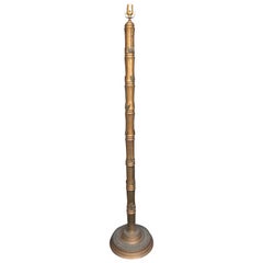 Mid-20th Century Brass Faux Bamboo Floor Lamp