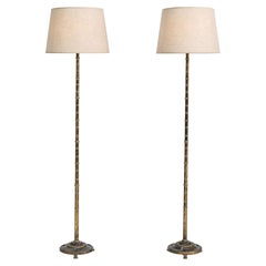 Mid-20th Century brass floor lamps with lion paws