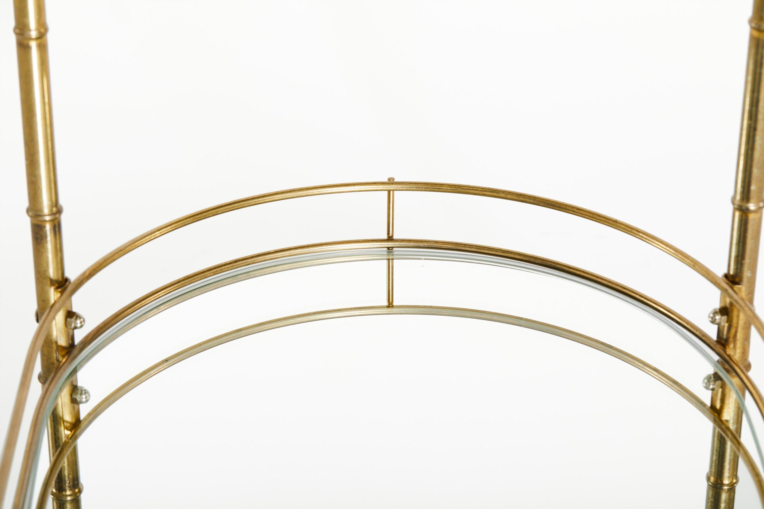 Mid-20th Century Brass Frame / Glass Bar Cart 4