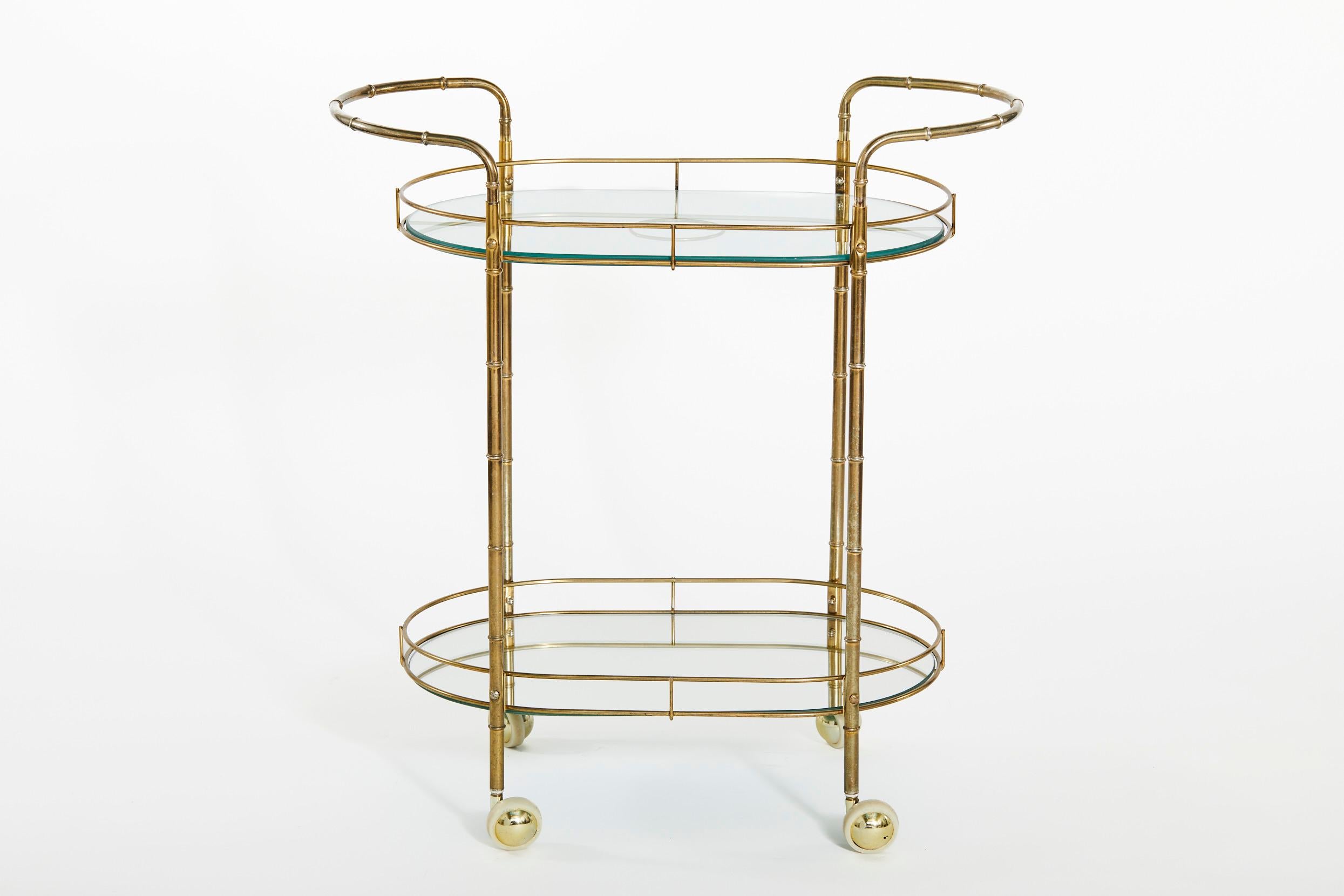 Mid-20th Century Brass Frame / Glass Bar Cart 5