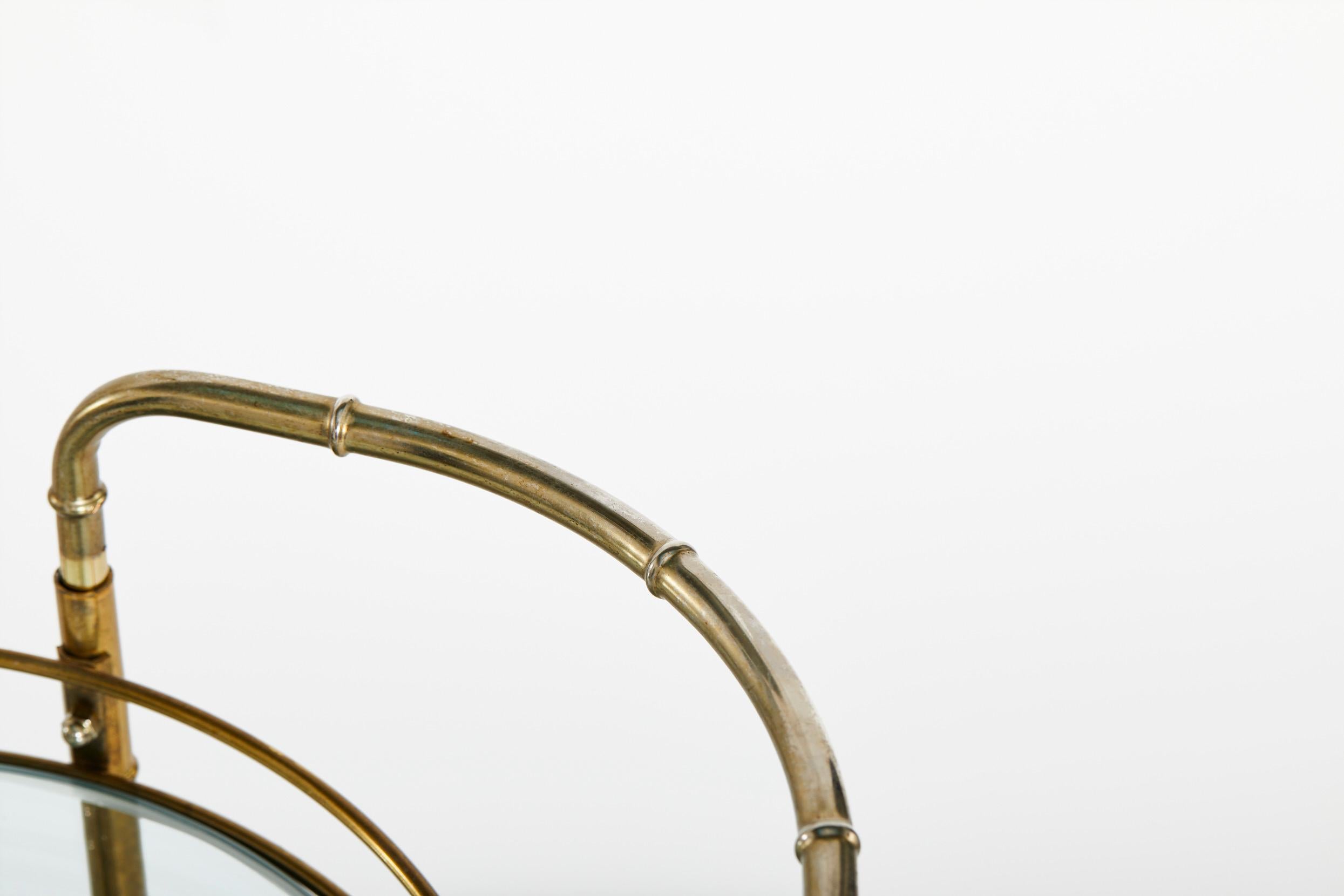 Mid-20th Century Brass Frame / Glass Bar Cart 1