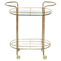 Mid-20th Century Brass Frame / Glass Bar Cart