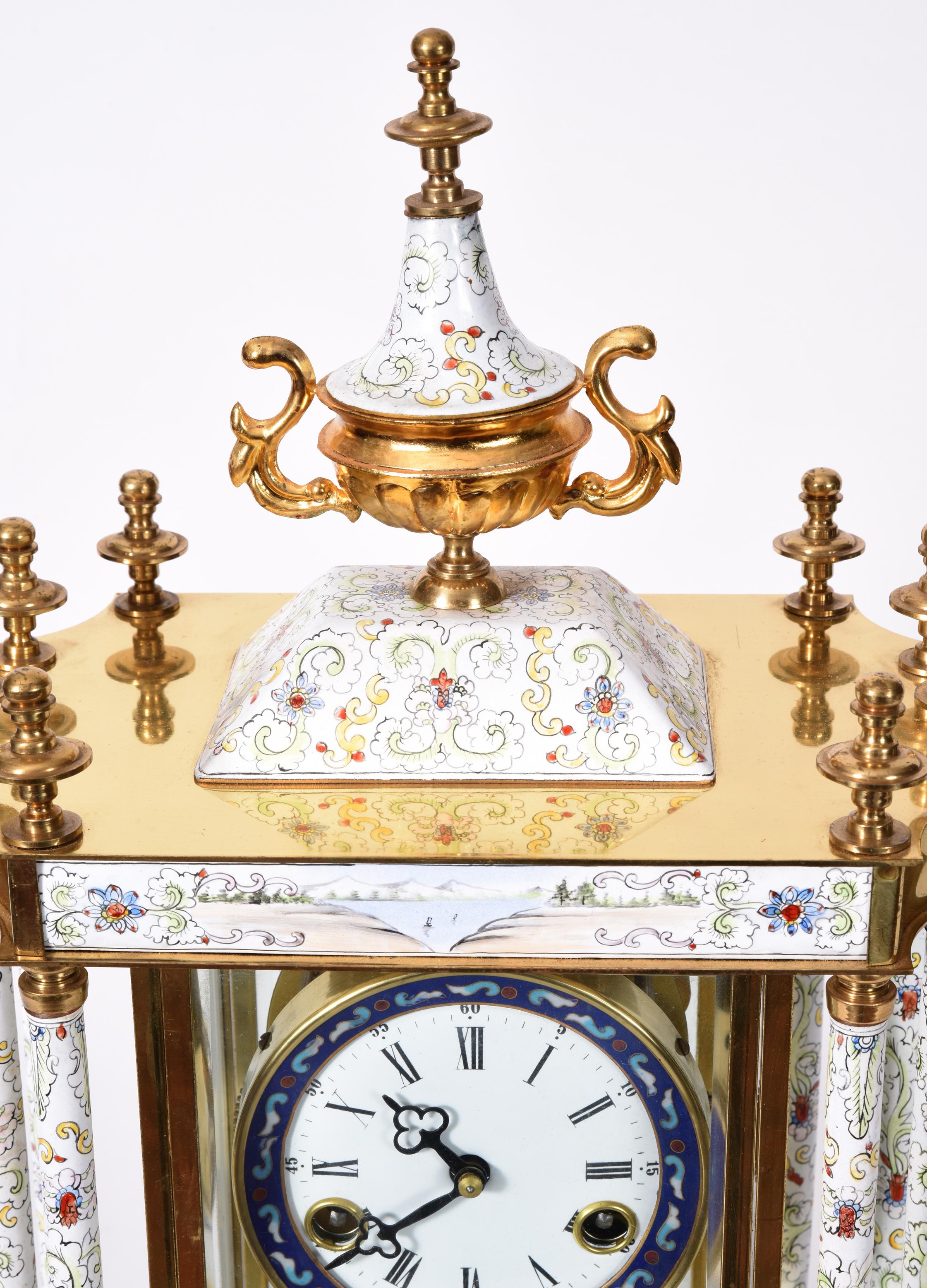 Mid-20th Century Brass Frame Mantel Clock 1
