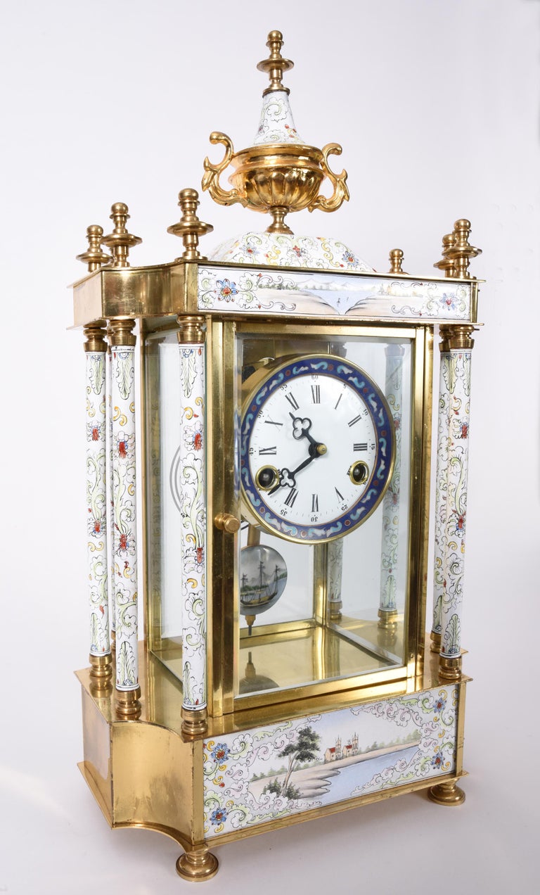 Mid20th Century Brass Frame Mantel Clock For Sale at 1stDibs
