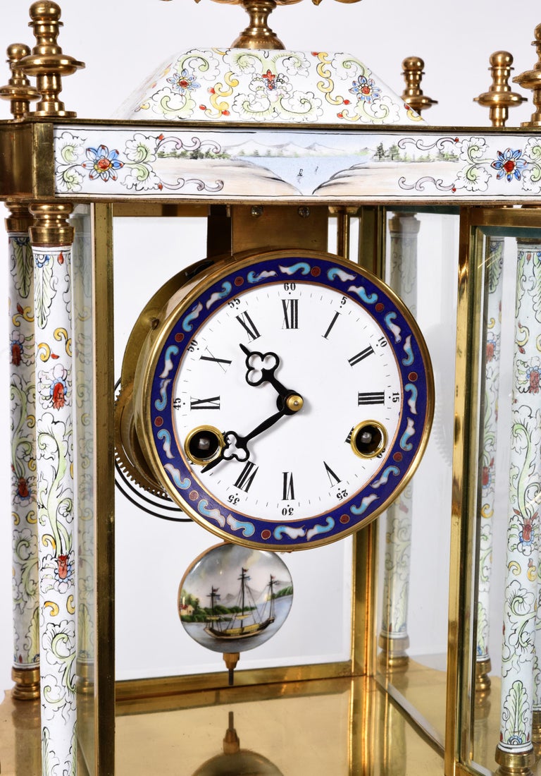 Mid20th Century Brass Frame Mantel Clock For Sale at 1stDibs