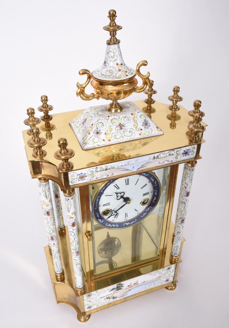Mid20th Century Brass Frame Mantel Clock For Sale at 1stDibs