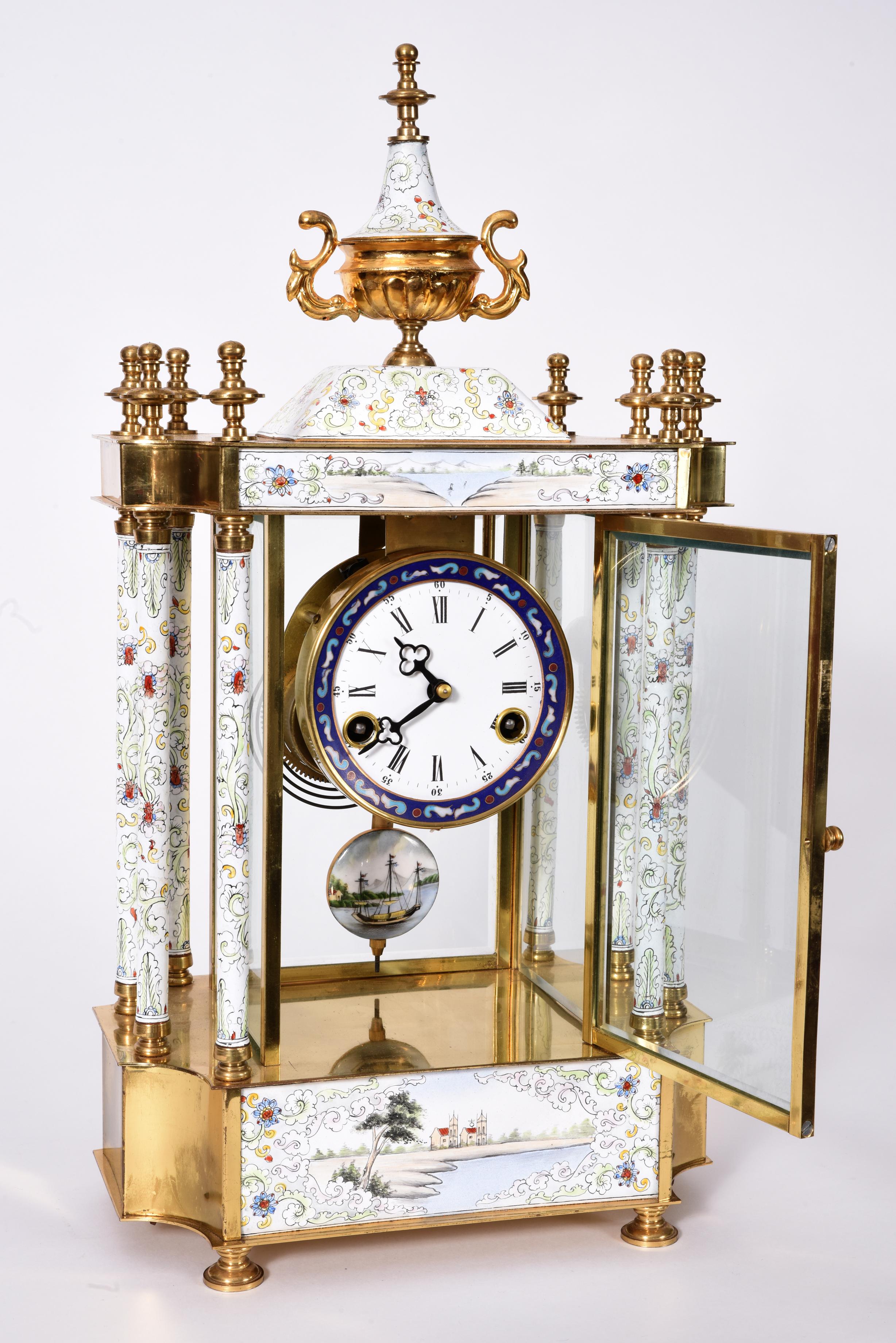 Mid-20th Century Brass Frame Mantel Clock 5