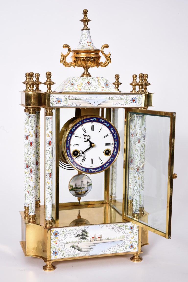 Mid20th Century Brass Frame Mantel Clock For Sale at 1stDibs