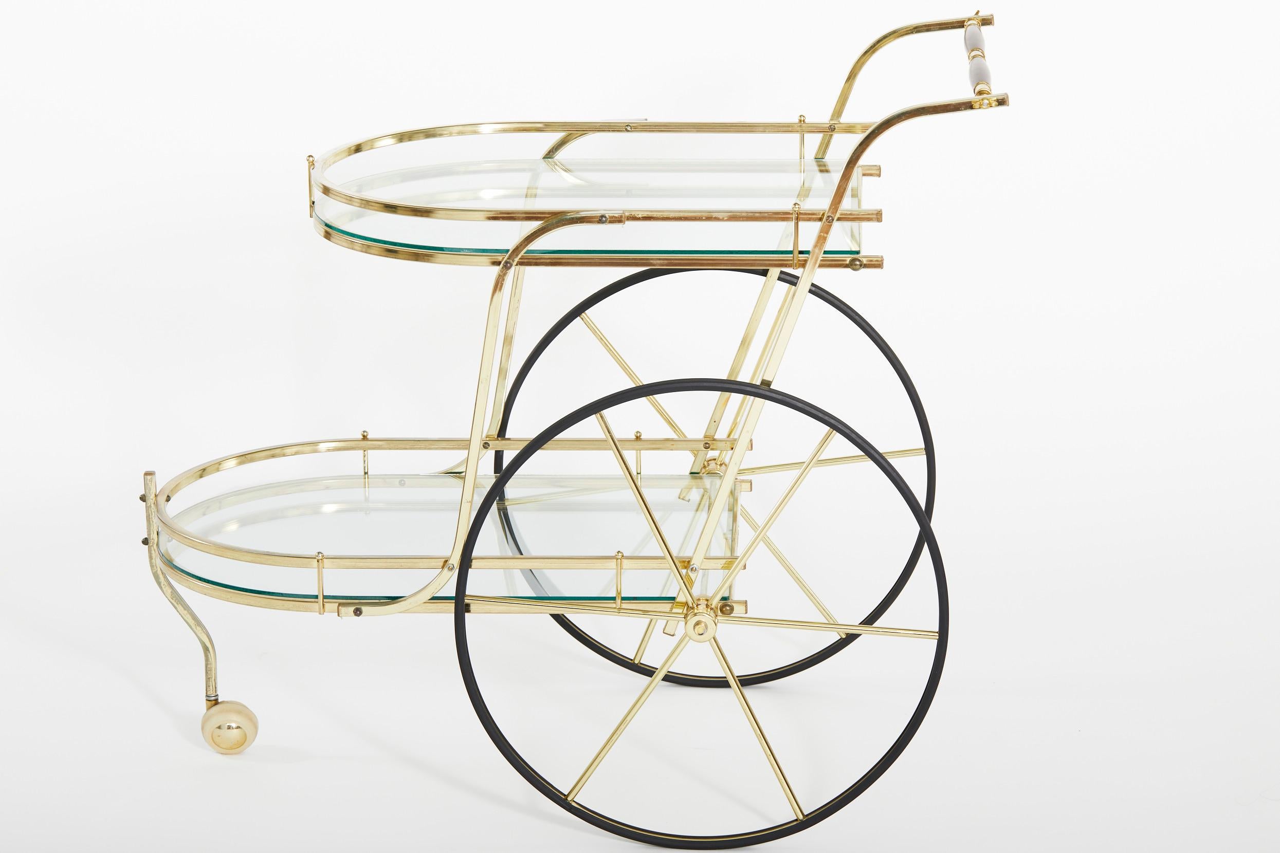 Mid-20th Century Brass / Glass Bar Cart 1