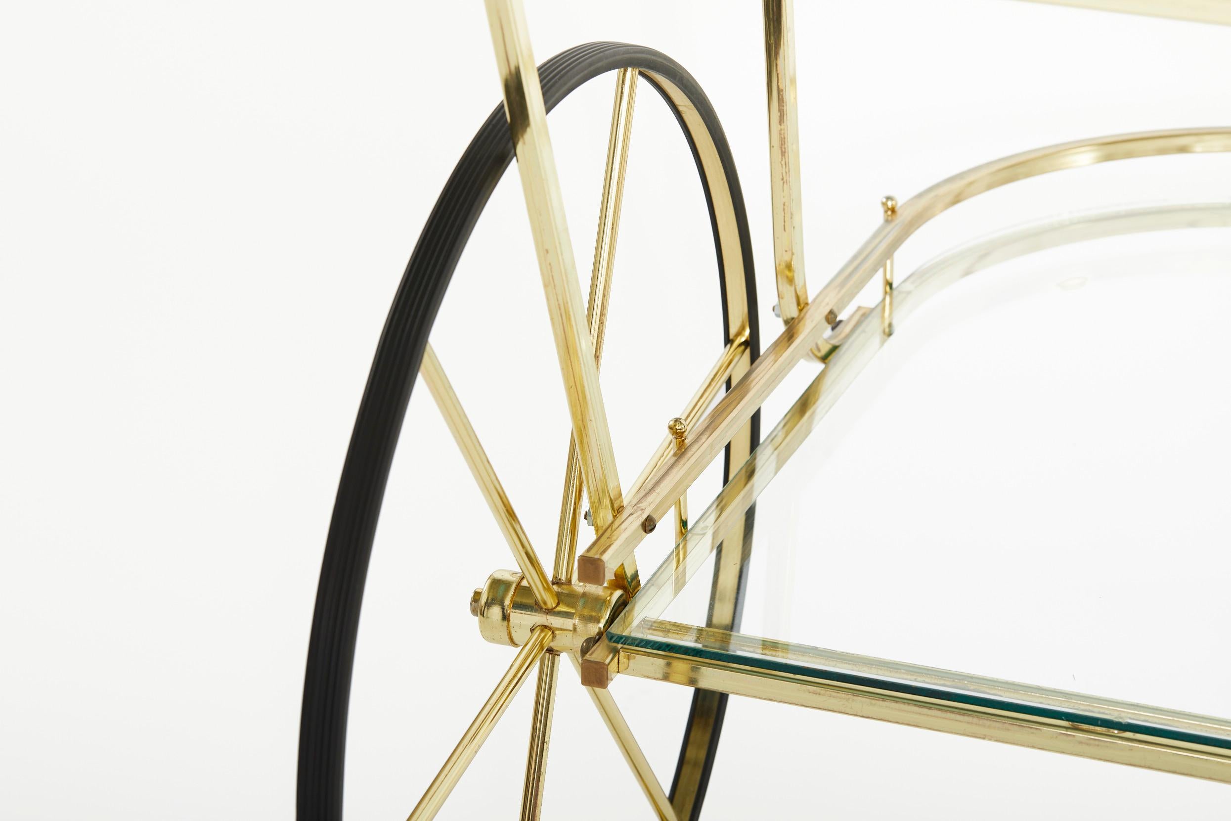 Mid-20th Century Brass / Glass Bar Cart 5