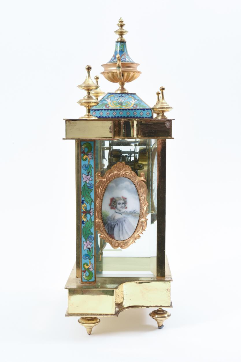 Mid-20th Century Brass or Glass Frame Mantel Clock 6
