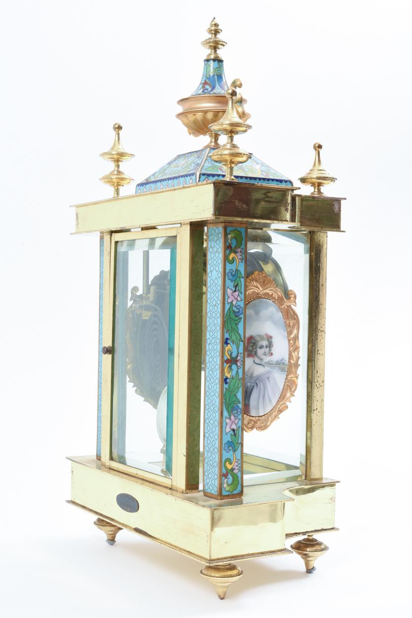 Mid-20th Century Brass or Glass Frame Mantel Clock 1