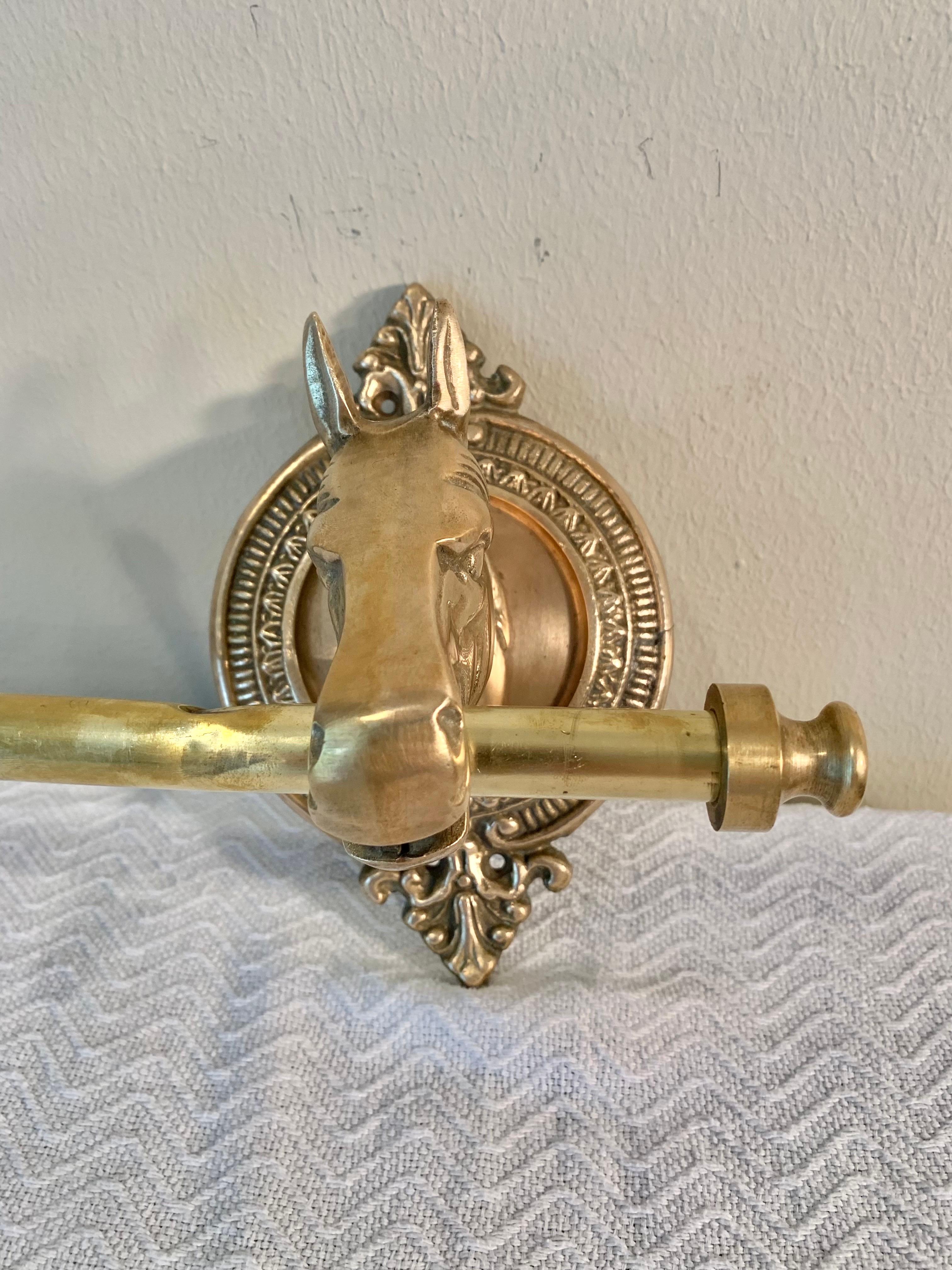 Mid 20th Century Brass Horse Head Equestrian Five Hook Coat Rack 3