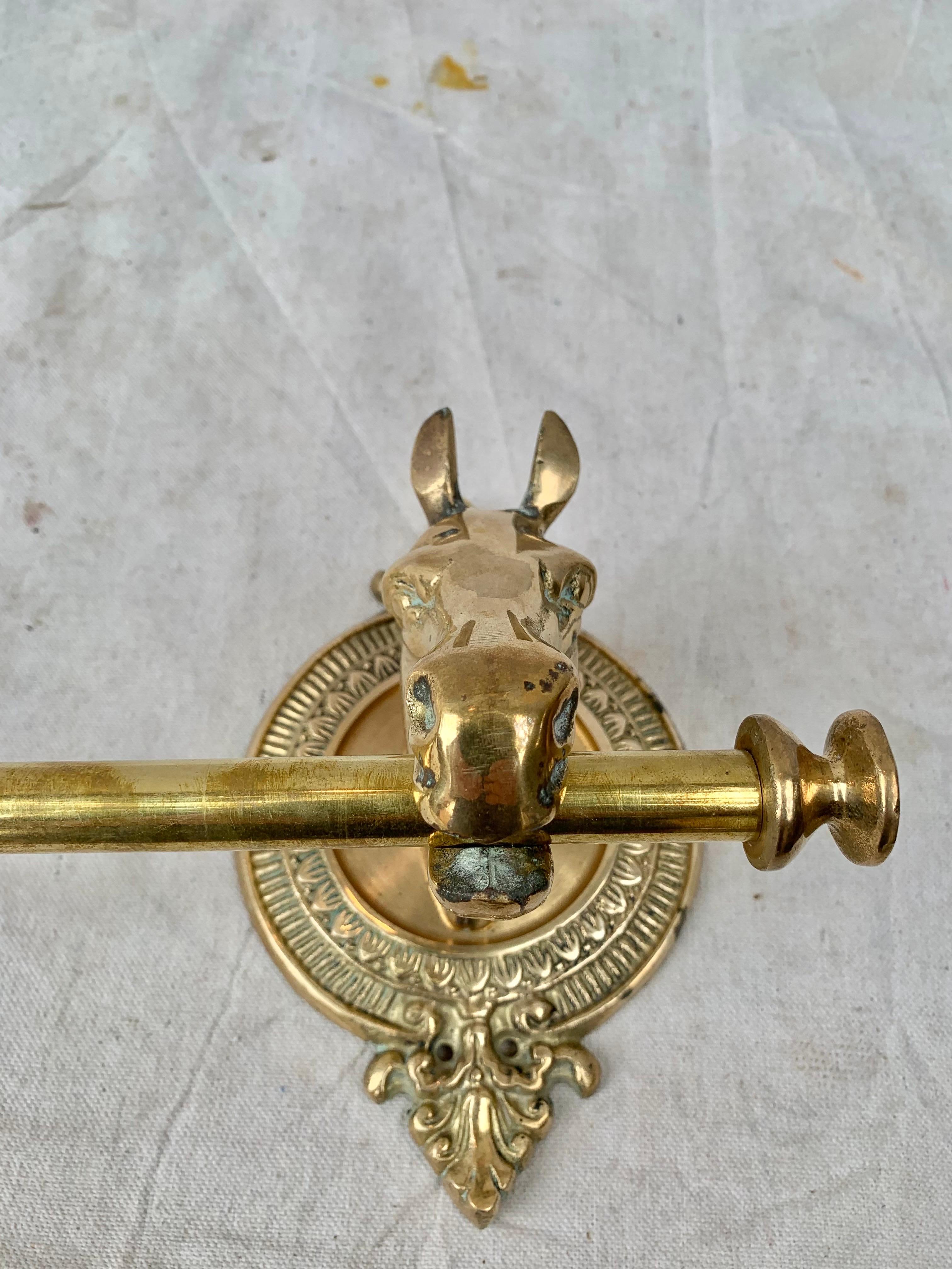 Mid 20th Century Brass Horse Head Equestrian Five Hook Coat Rack 5