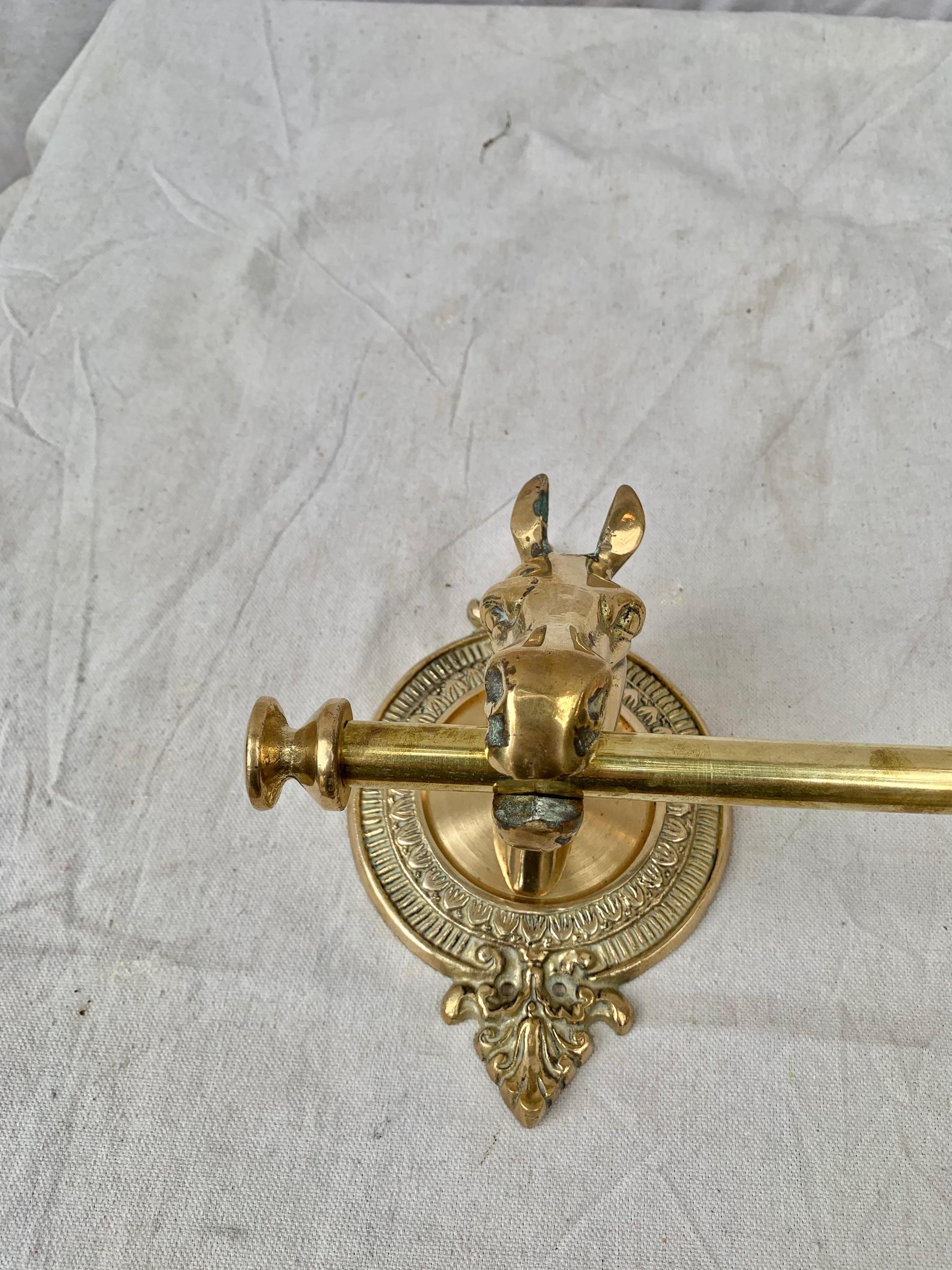 Mid 20th Century Brass Horse Head Equestrian Five Hook Coat Rack 6