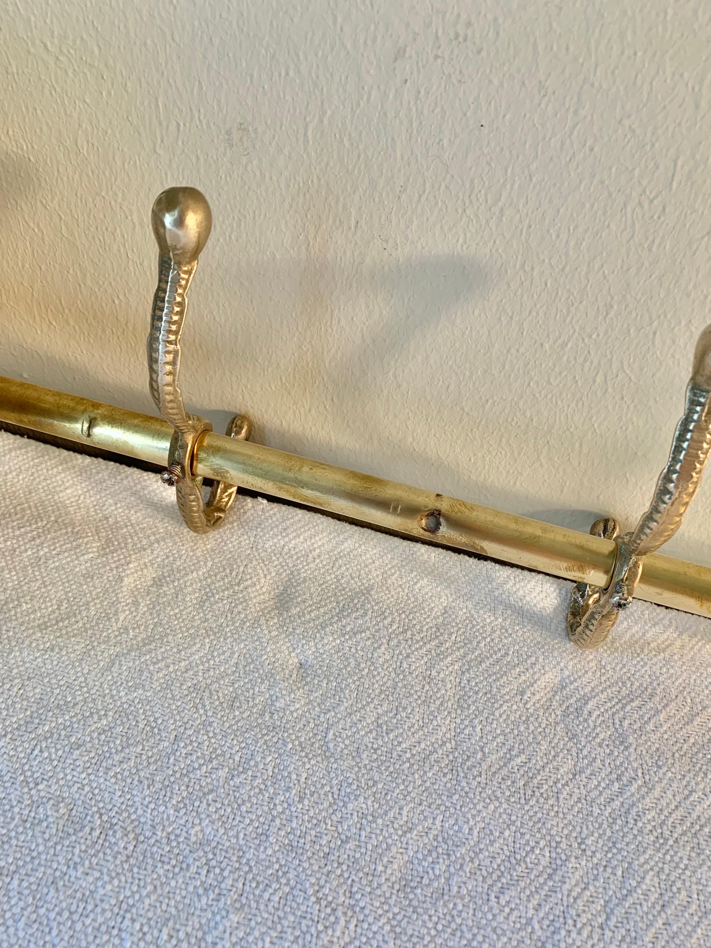 Mid 20th Century Brass Horse Head Equestrian Five Hook Coat Rack 4