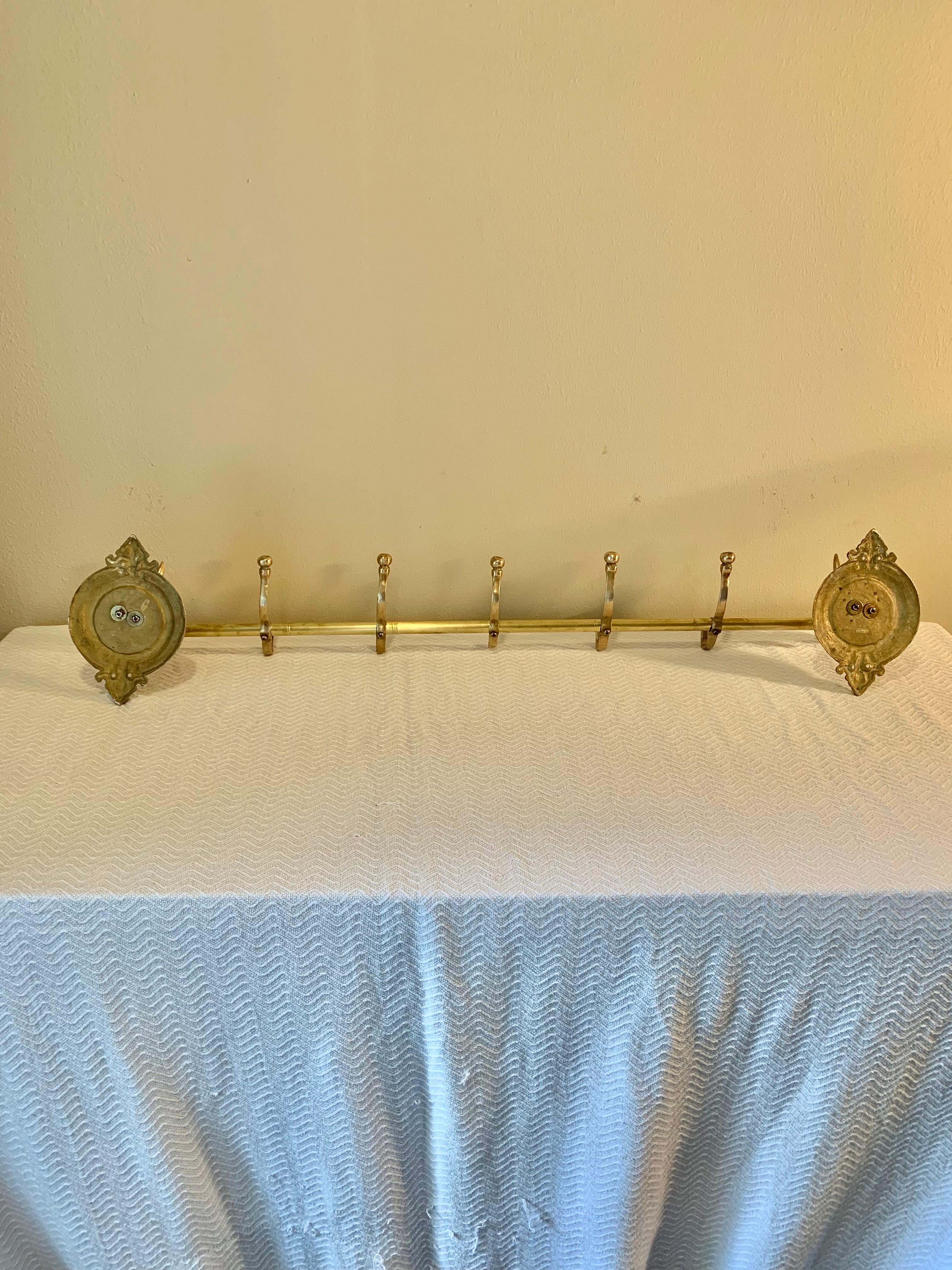 Mid 20th Century Brass Horse Head Equestrian Five Hook Coat Rack 6