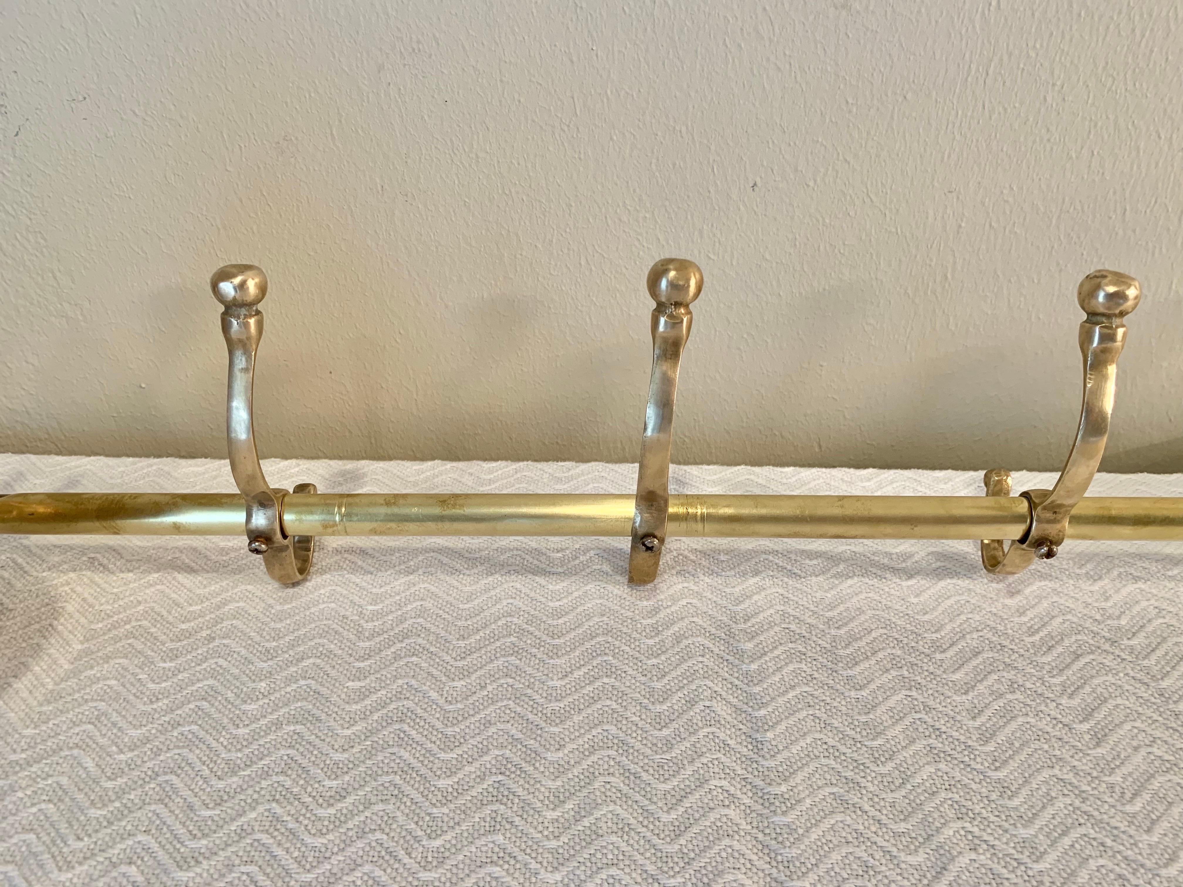 Mid 20th Century Brass Horse Head Equestrian Five Hook Coat Rack 8