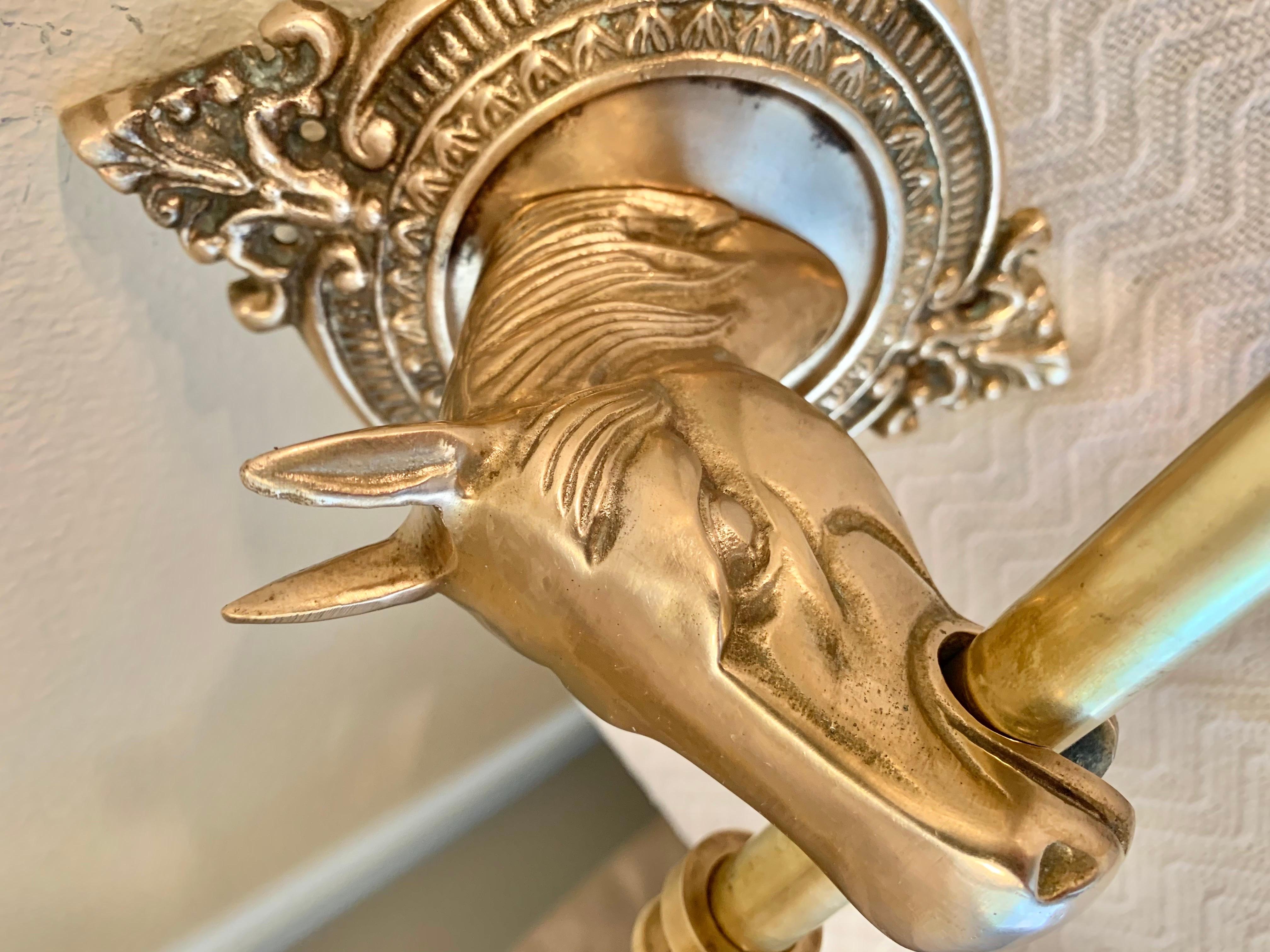Mid 20th Century Brass Horse Head Equestrian Five Hook Coat Rack 9
