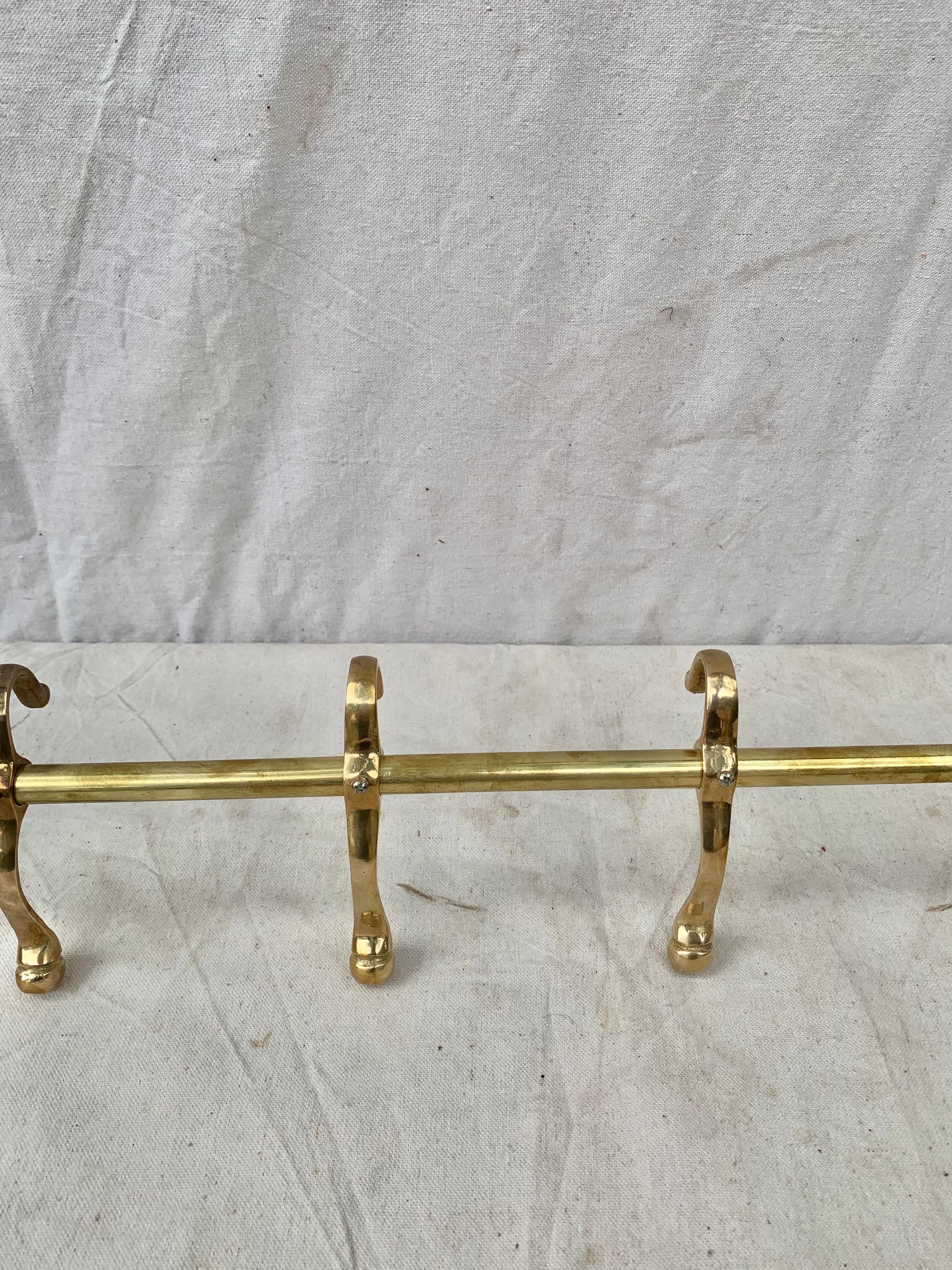 Mid 20th Century Brass Horse Head Equestrian Five Hook Coat Rack 11