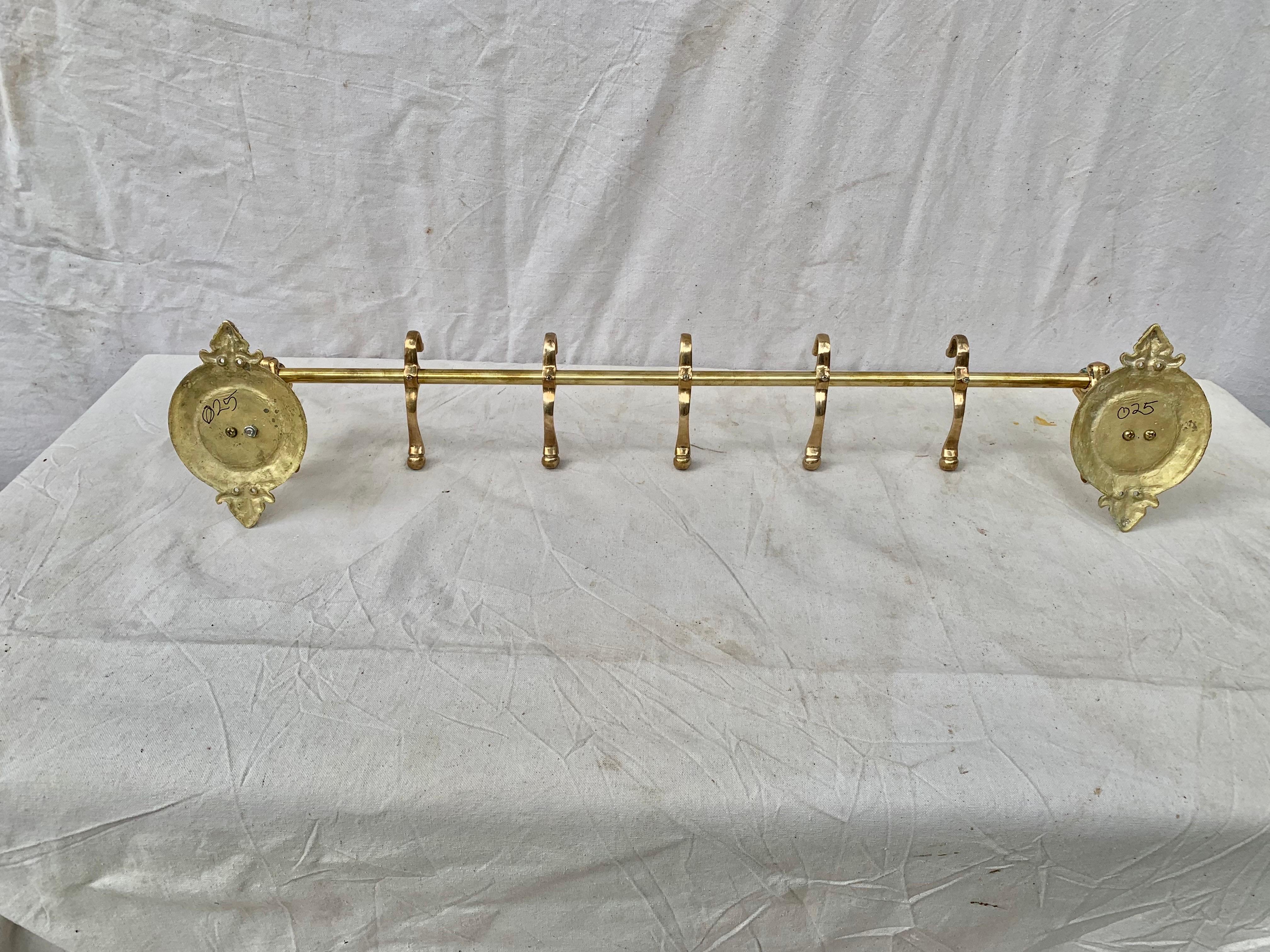 Mid 20th Century Brass Horse Head Equestrian Five Hook Coat Rack 12