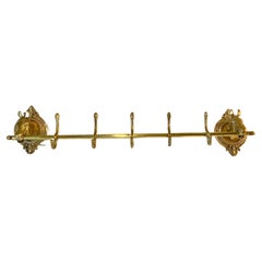 Mid 20th Century Brass Horse Head Equestrian Five Hook Coat Rack