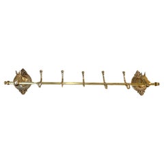 Mid 20th Century Brass Horse Head Equestrian Five Hook Coat Rack