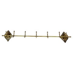 Mid 20th Century Brass Horse Head Equestrian Five Hook Coat Rack