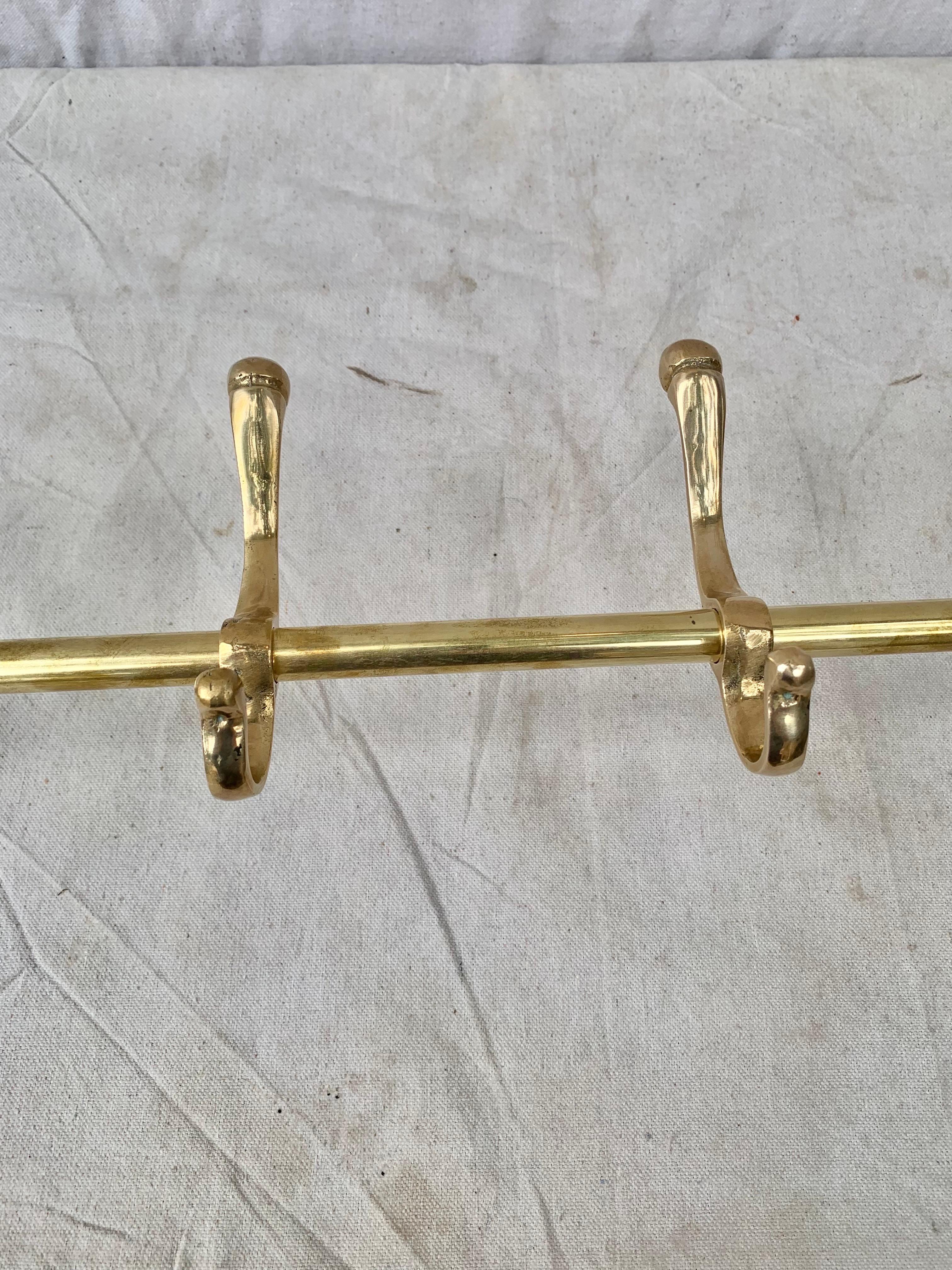 Mid 20th Century Brass Horse Head Equestrian Five Hook Coat Rack 2