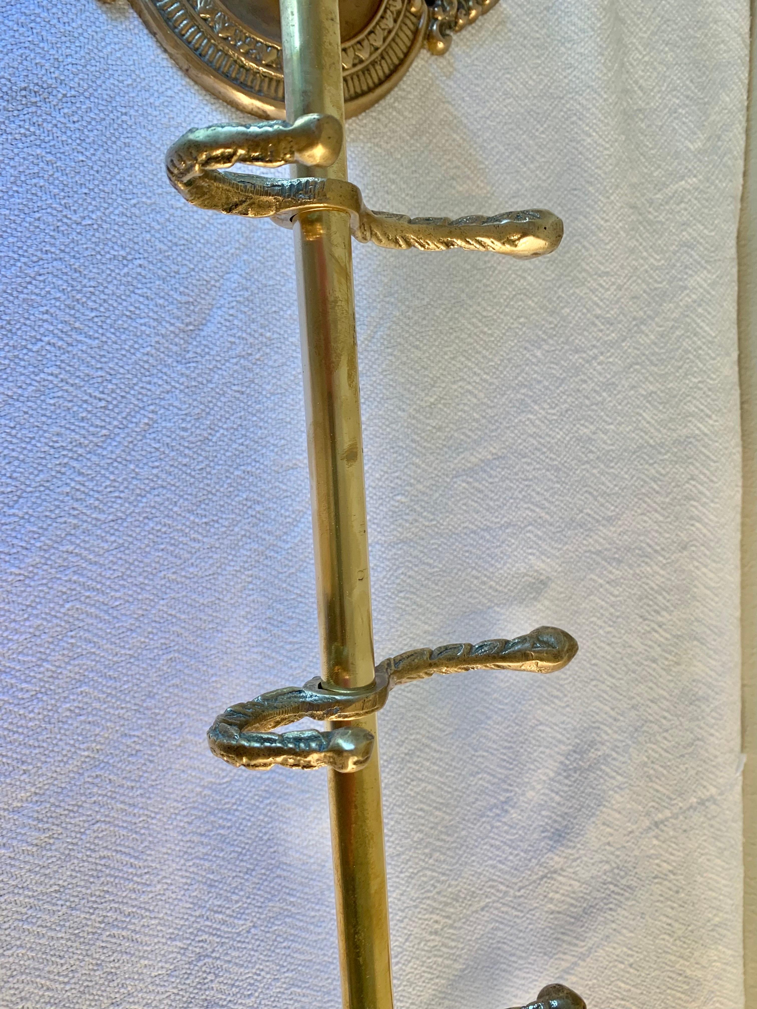 Mid 20th Century Brass Horse Head Equestrian Five Hook Coat Rack 2