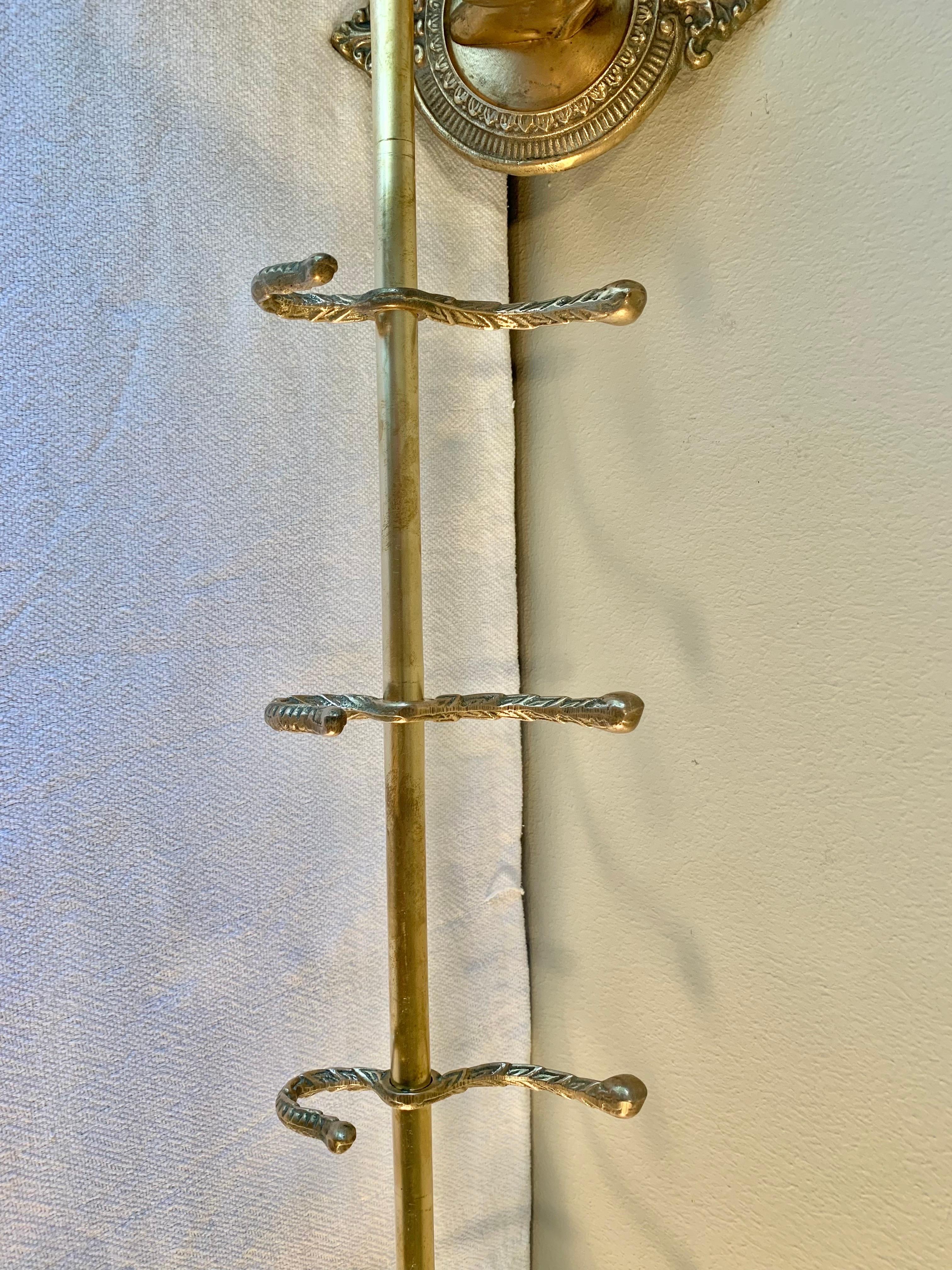 Mid 20th Century Brass Horse Head Equestrian Five Hook Coat Rack 1