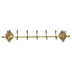 Mid 20th Century Brass Horse Head Equestrian Five Hook Coat Rack