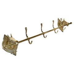 Mid 20th Century Brass Horse Head Equestrian Four Hook Coat Rack