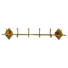 Mid 20th Century Brass Horse Head Equestrian Four Hook Coat Rack