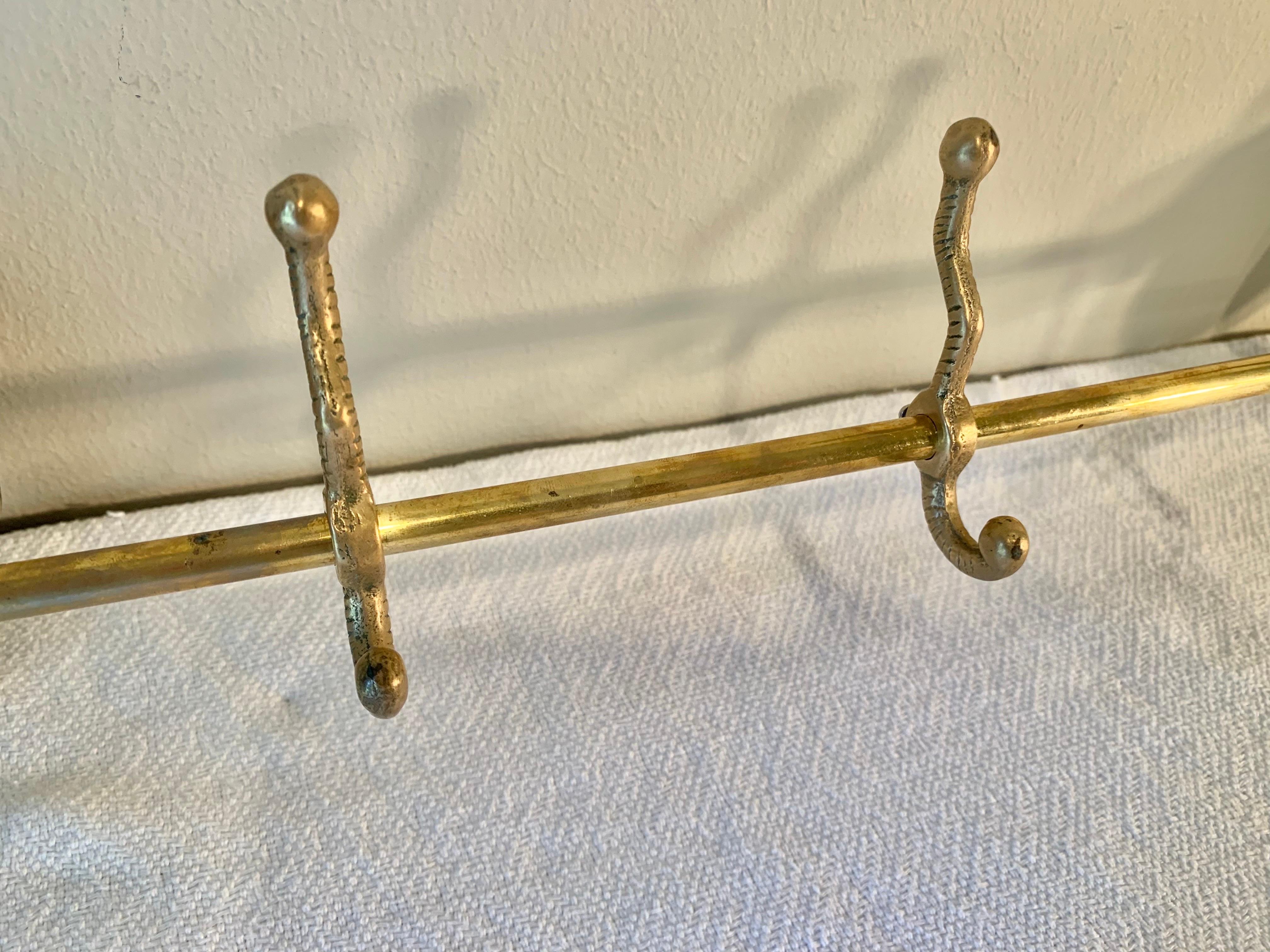 Mid 20th Century Brass Horse Head Equestrian Three Hook Coat Rack 4