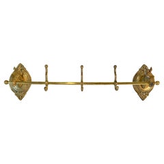 Mid 20th Century Brass Horse Head Equestrian Three Hook Coat Rack