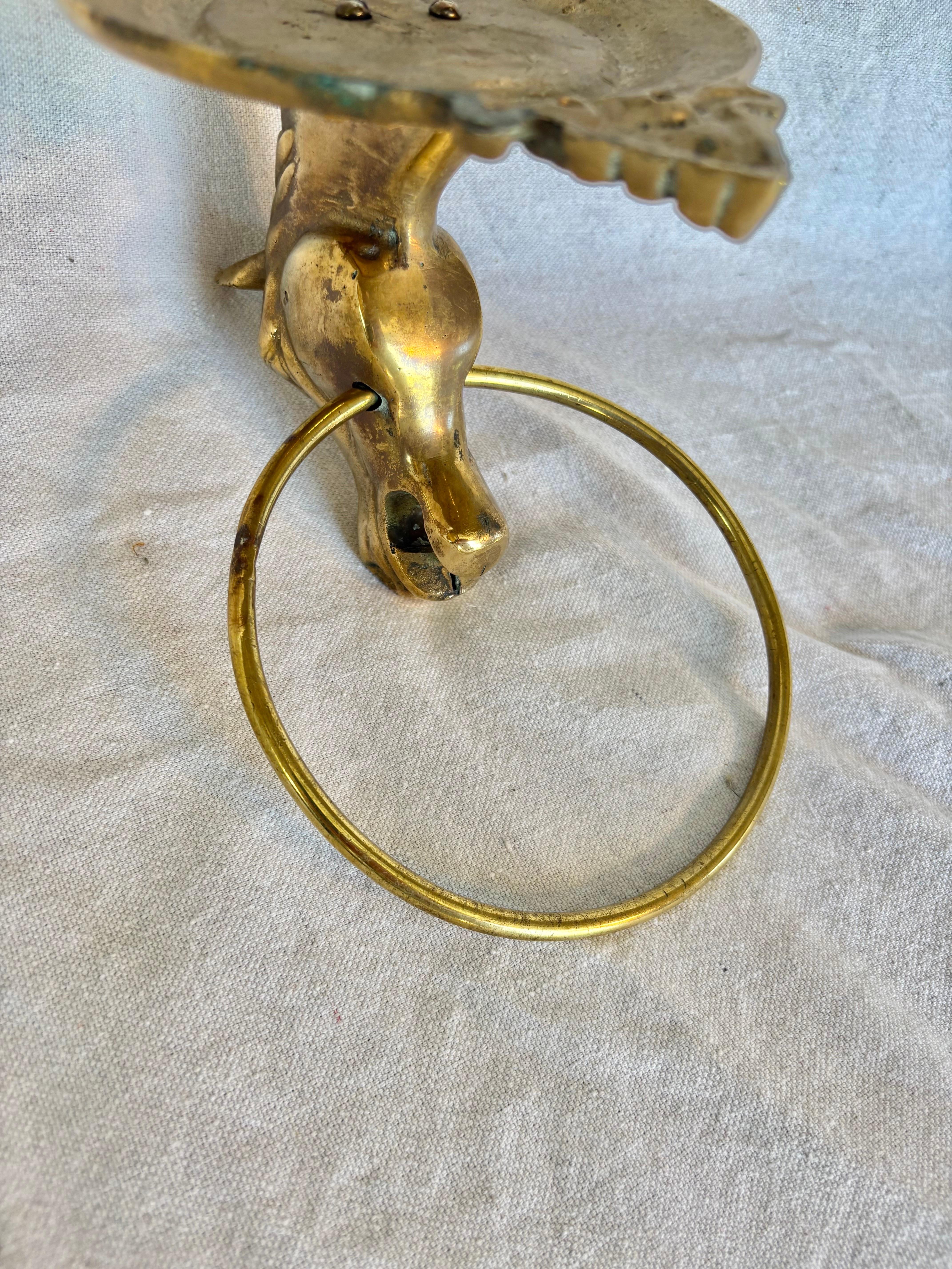 Mid 20th Century Brass Horse Head Equestrian Towel Holder Ring For Sale 8