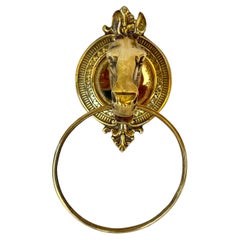 Mid 20th Century Brass Horse Head Equestrian Towel Holder Ring