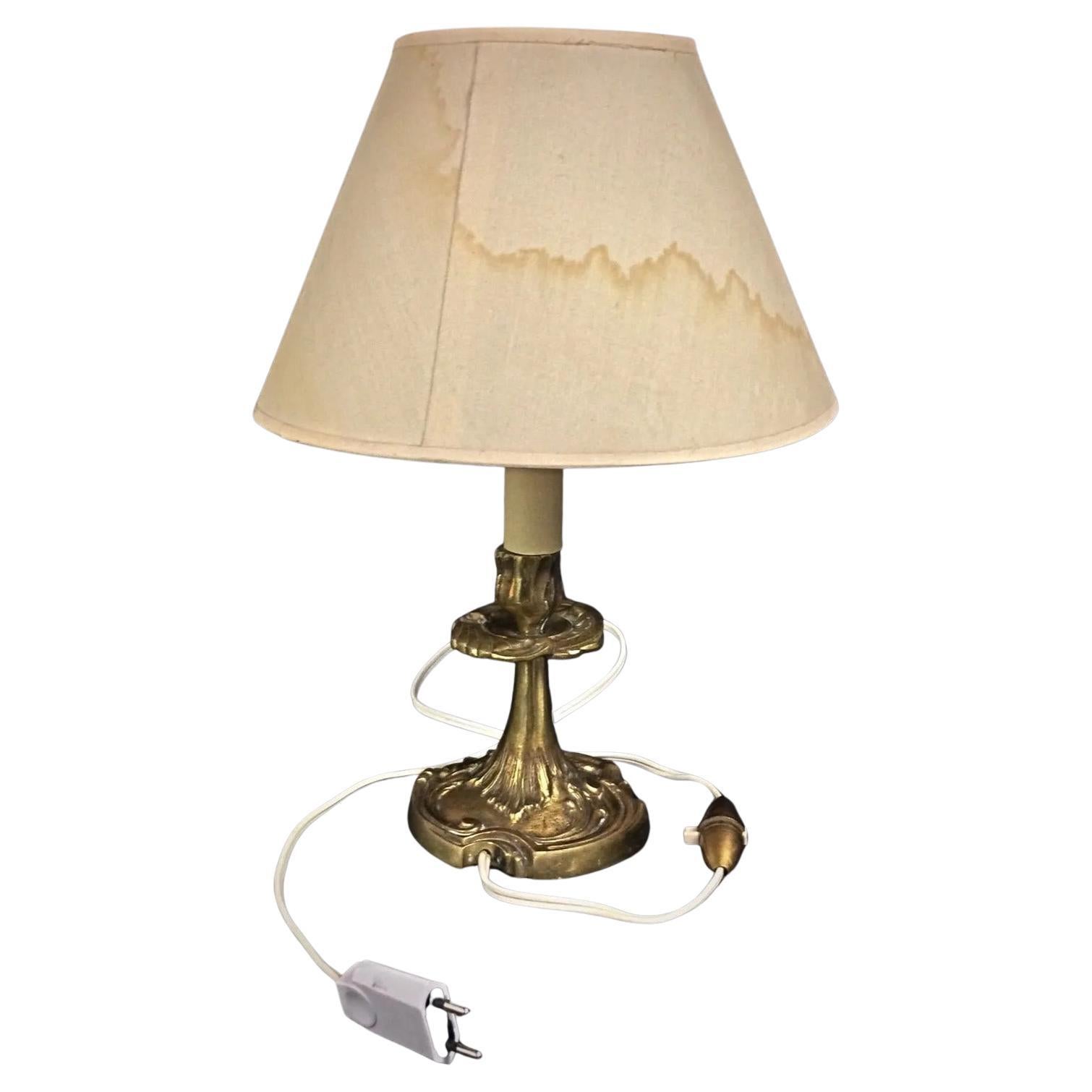 Mid-20th Century Brass Lamp Base with Shade - 2Y313