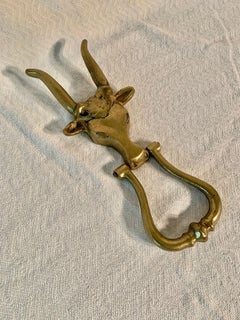 Mid 20th Century Brass Longhorn Cow Doorknocker
